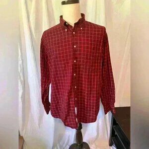 Jos A Bank Men’s LS Button Down Shirt. Sz L. Red Plaid. 100% Cotton